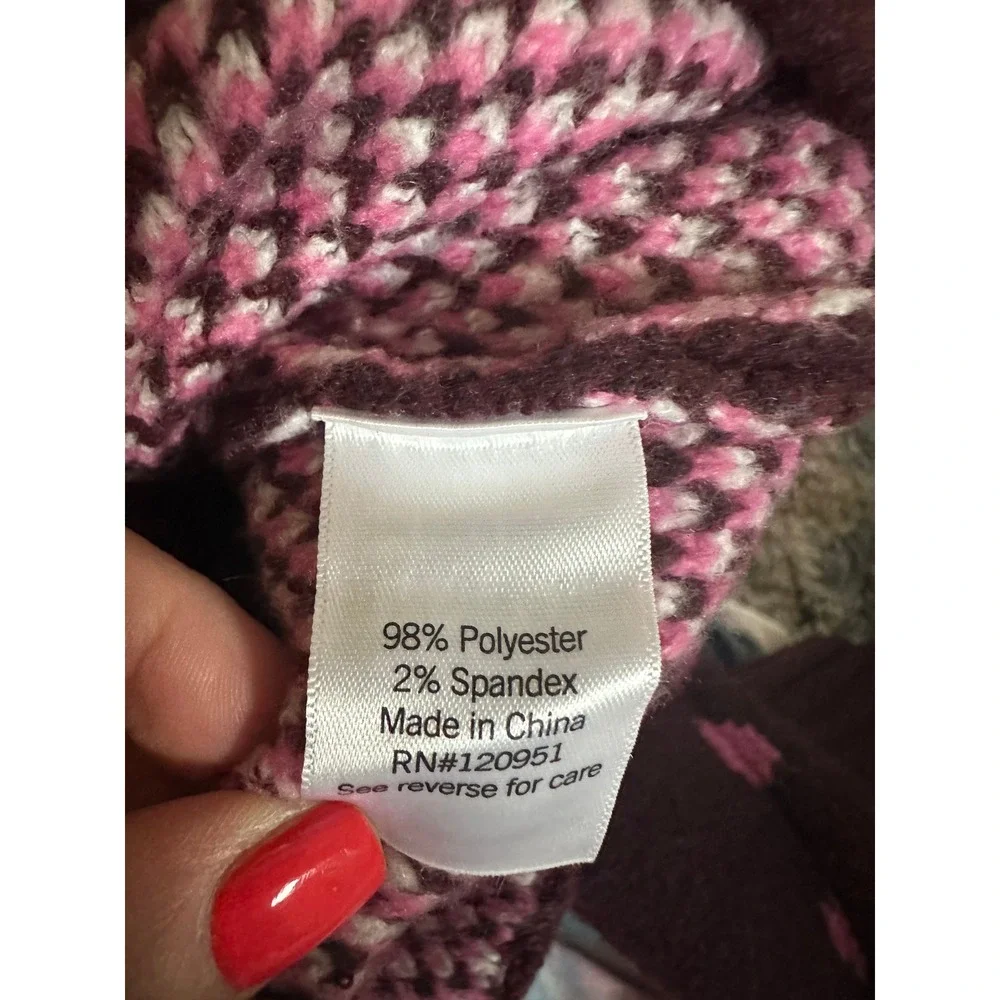 Kids SO Burgundy Flower‎ Power Sweater XS Extra Small Cozy Knit NWOT
